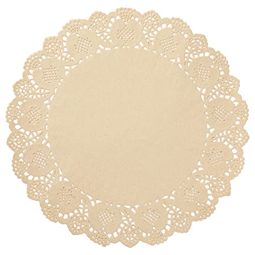 250 Pack Round Paper Placemats for Cakes, Desserts, Light Brown Doilies for Food, Formal Events (12 In)