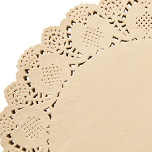 250 Pack Round Paper Placemats for Cakes, Desserts, Light Brown Doilies for Food, Formal Events (12 In)