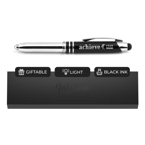 Inkstone Achieve Your Dreams Engraved Gift Pen with LED Light and Stylus Tip Inspirational Achievement Encouragement Business Gift