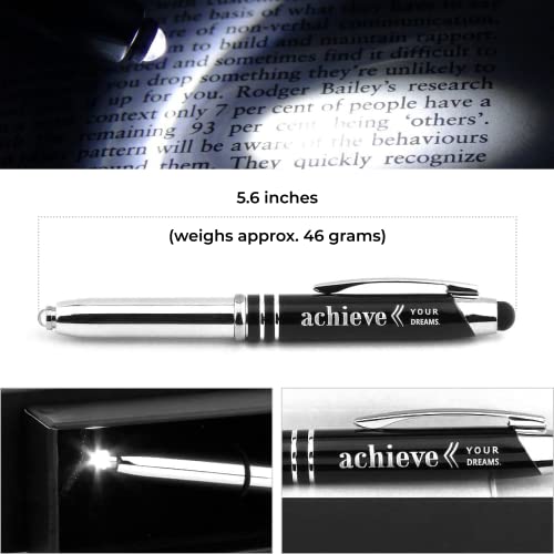 Inkstone Achieve Your Dreams Engraved Gift Pen with LED Light and Stylus Tip Inspirational Achievement Encouragement Business Gift