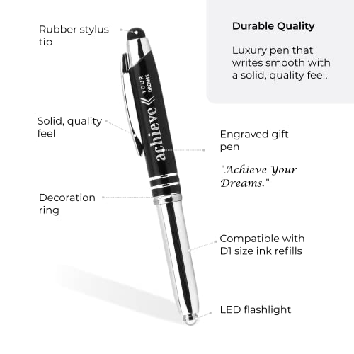 Inkstone Achieve Your Dreams Engraved Gift Pen with LED Light and Stylus Tip Inspirational Achievement Encouragement Business Gift