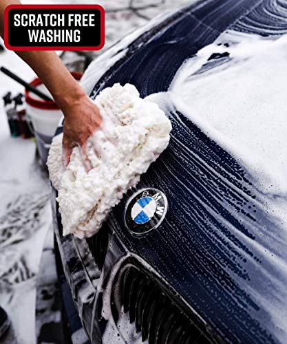 Adam's 10” Professional Wool Wash Pad - Plush Synthetic Car Wash Pad is Gentle On Auto Paint & Accessories Without Worry of Scratches or Swirls - Car Soap & Wax Safe Detailing Tool for Car or Truck