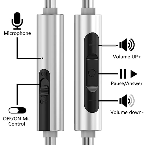 GEEKRIA Audio Cable with Mic Compatible with V-Moda Crossfade 3, LP, LP2, M-200, M-100, M-80, V-80 Cable, 3.5mm Aux Replacement Stereo Cord with Inline Microphone (4 ft / 1.2 m)