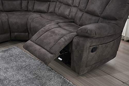 Betsy Furniture Large Microfiber Reclining Sectional Living Room Sofa in Grey 8019 [Left or Right]