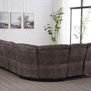 Betsy Furniture Large Microfiber Reclining Sectional Living Room Sofa in Grey 8019 [Left or Right]