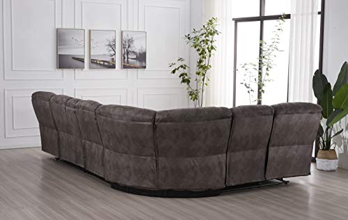 Betsy Furniture Large Microfiber Reclining Sectional Living Room Sofa in Grey 8019 [Left or Right]