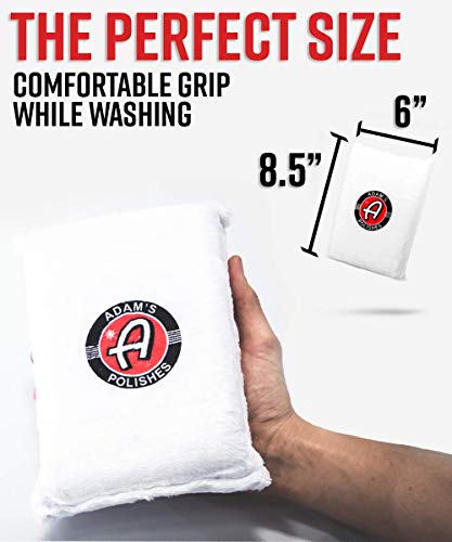 Adam's Microfiber Car Wash Sponge – Premium Scratch Free Microfiber Mitt for Car Cleaning | Car Detailing Accessory Works with Bucket, Car Shampoo Soap, Foam Cannon or Foam Gun | Boat RV Motorycle