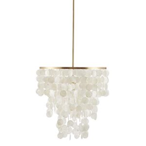 urban habitat isla modern classic chandeliers-metal, white shell shade pendant ligthing lamp ceiling dining room lighting fixtures hanging