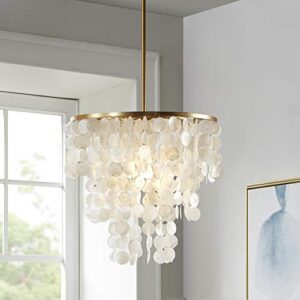 Urban Habitat Isla Modern Classic Chandeliers-Metal, White Shell Shade Pendant Ligthing Lamp Ceiling Dining Room Lighting Fixtures Hanging