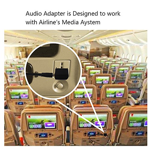 AFUNTA Airplane Flight Adapters for Headphone, 5 Packs Airline Converters for Earphone, with 1 to 2 Splitters - Black