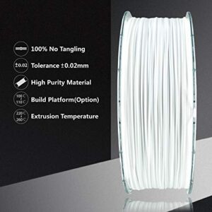 SUPPLY3D 1.75mm White ABS 3D Printer Filament 1kg Spool (2.2lbs), Accuracy +/- 0.03 MM, White