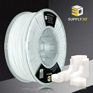 SUPPLY3D 1.75mm White ABS 3D Printer Filament 1kg Spool (2.2lbs), Accuracy +/- 0.03 MM, White