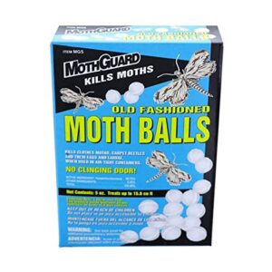 12 Pack MothGuard Moth Balls Old Fashioned Original Moth Balls, Repellent Closet Clothes Protector, No Clinging Odor, Kills Clothes Moths, Eggs, Larvae and Carpet Beetles