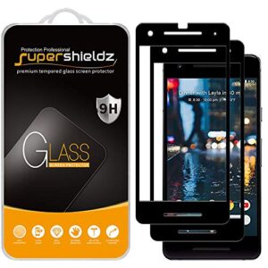 (2 pack) supershieldz designed for google (pixel 2) tempered glass screen protector, (full screen coverage) 0.33mm, anti scratch, bubble free (black)