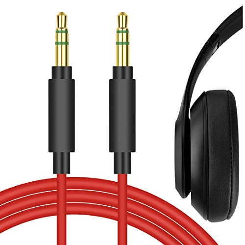 GEEKRIA QuickFit Audio Cable Compatible with Beats Studio Pro, Studio, Studio2, Studio3, Solo3.0, Solo2.0, Solo1.0, Executive, Mixr, Pro Cable, 3.5mm Aux Replacement Stereo Cord (4 ft/1.2 m)