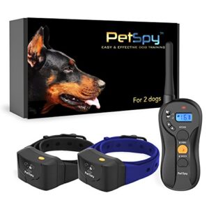 petspy p620 dog training shock collar for dogs with vibration, electric shock, beep; rechargeable and waterproof remote trainer e-collar - 10-140 lbs