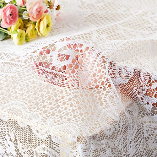 Juvale White Lace Tablecloth for Rectangular Tables, Vintage Style Wedding Table Cloths for Reception, Baby Shower, Birthday Party, Formal Dining, Dinner Parties (60 x 97 Inches)