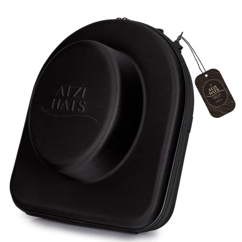 Atzi Hats Hat Case for Travel Hat Box Hat Storage Fedora Hat Box Suitcase Hat Organizer Hat Travel Hat Bag Panama Hats Mens Womens Traveler Hat Carrier Case Crush-Proof Luggage Up to 3" Brim – Black