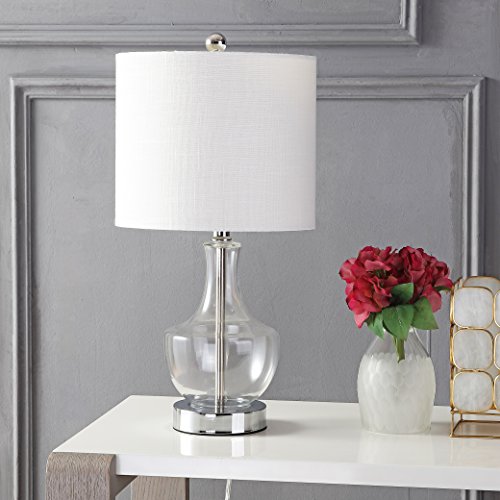 JONATHAN Y JYL1029A Colette 20" Mini Glass LED Table Lamp, Transitional, Glam, Global, Modern, Elegant, Office, Living Room, Family Room, Dining Room, Bedroom, Hallway, Foyer, Clear