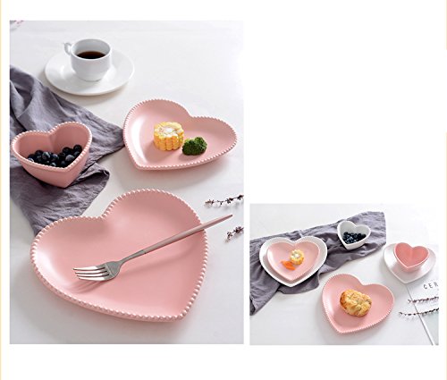 CHOOLD Elegant Ceramic Heart Shaped Dessert Plate for Kitchen Party, 7 Inch - 1 PCS