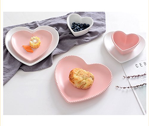 CHOOLD Elegant Ceramic Heart Shaped Dessert Plate for Kitchen Party, 7 Inch - 1 PCS