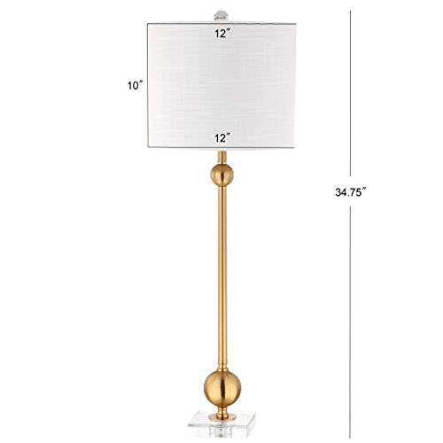 JONATHAN Y JYL2010A-SET2 Set of 2 Table Lamps Hollis 34" Metal LED Table Lamp Modern Contemporary Glam Bedside Desk Nightstand Lamp for Bedroom Living Room Office College Bookcase, Brass