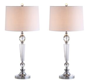 jonathan y jyl2048a-set2 set of 2 table lamps emma 29.5" crystal led table lamp modern contemporary bedside desk nightstand lamp for bedroom living room office college bookcase, clear