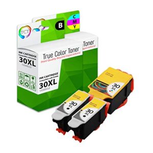 tct compatible ink cartridge replacement for kodak 30xl 30 xl high yield works with kodak esp c110 c310 c315, office 2150 printers (black, tri-color) - 3 pack