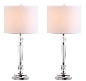 jonathan y jyl2047a-set2 set of 2 table lamps victoria 27" crystal led table lamp modern contemporary bedside desk nightstand lamp for bedroom living room office college bookcase, clear