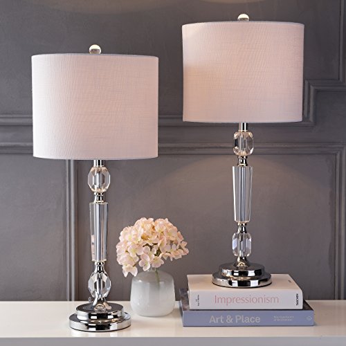 JONATHAN Y JYL2047A-SET2 Set of 2 Table Lamps Victoria 27" Crystal LED Table Lamp Modern Contemporary Bedside Desk Nightstand Lamp for Bedroom Living Room Office College Bookcase, Clear