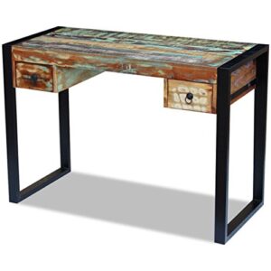 festnight reclaimed wood console table office computer desk with 2 drawers