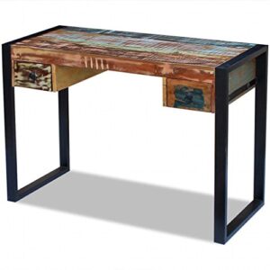 Festnight Reclaimed Wood Console Table Office Computer Desk with 2 Drawers