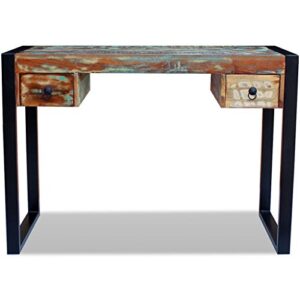 Festnight Reclaimed Wood Console Table Office Computer Desk with 2 Drawers