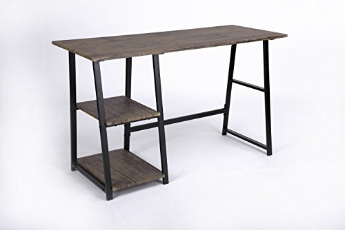 Vintage Brown Finish Computer Writing Study Trestle Desk Modern Vintage Home Office