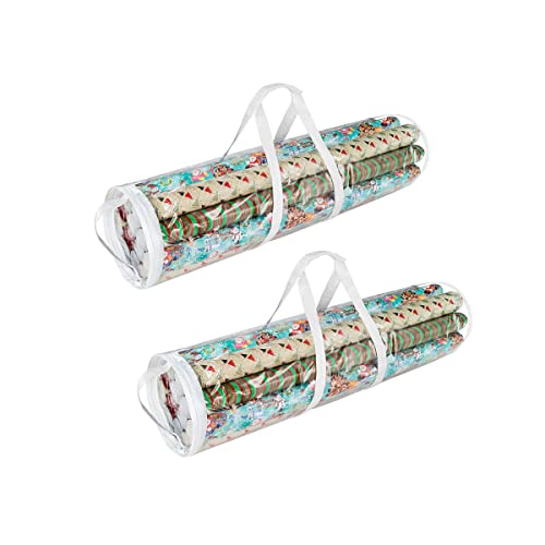 Elf Stor 83-DT5054 Gift Wrap Storage Bags Holds 40-Inch Rolls of Paper-2 Pack, Clear,X-Large