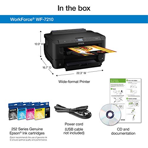 WorkForce WF-7210 Wireless Wide-format Color Inkjet Printer with Wi-Fi Direct and Ethernet, Amazon Dash Replenishment Ready