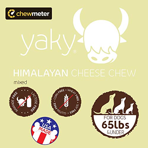 Chewmeter Himalayan Yaky Cheese Chew, 100% Natural, Long Lasting, Gluten Free, Healthy & Safe Dog Treats, Lactose & Grain Free, Protein Rich, Stain Free, Mixed Sizes, For Dogs 65 Lbs & Smaller, 9.9 oz