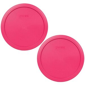 pyrex 7402-pc 7 cup fuchsia pink round plastic storage lid, made in usa - 2 pack