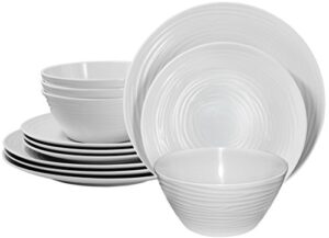 parhoma white melamine plastic home dinnerware set, 12-piece service for 4