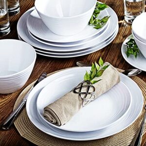 Parhoma White Melamine Plastic Home Dinnerware Set, 12-Piece Service for 4