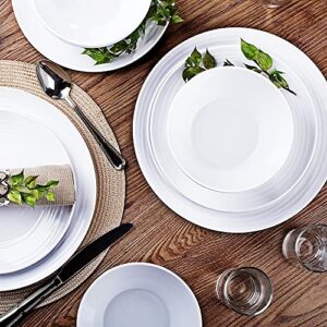 Parhoma White Melamine Plastic Home Dinnerware Set, 12-Piece Service for 4