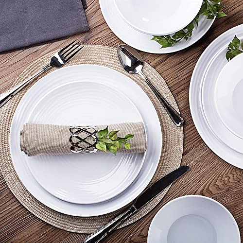 Parhoma White Melamine Plastic Home Dinnerware Set, 12-Piece Service for 4