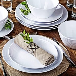 Parhoma White Melamine Plastic Home Dinnerware Set, 12-Piece Service for 4