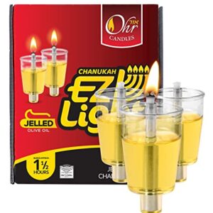Ohr Candles E-Z Light 44 Jelled Olive Oil Chanukah Candles Jelled Prefilled Olive Oil (1.5 Hour)