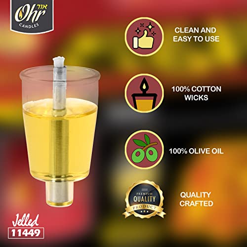 Ohr Candles E-Z Light 44 Jelled Olive Oil Chanukah Candles Jelled Prefilled Olive Oil (1.5 Hour)