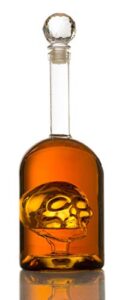 skull decanter in bottler skull head by the wine savant 750ml, skull bottle skull face enlarges with whiskey, tequila, bourbon scotch or rum - great gift for any bar!