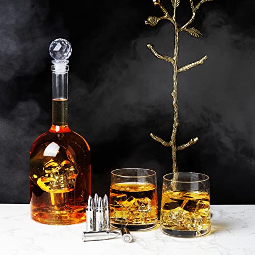 Skull Decanter in Bottler Skull Head by The Wine Savant 750ml, Skull Bottle Skull Face Enlarges with Whiskey, Tequila, Bourbon Scotch or Rum - Great Gift for Any Bar!