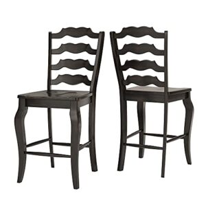 inspire q eleanor french ladder back wood counter chair (set of 2) by classic black antique, wood finish