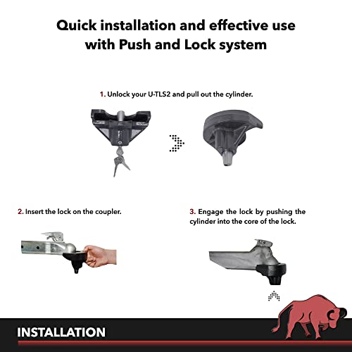 AMPLOCK U-TLS2 : 2'' RV Lock/Trailer Coupler Lock/Boat Trailer Lock (fits on Specific 2 inches Coupler only)