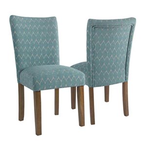 HomePop Parsons Classic Upholstered Accent Dining Chair, Teal (Set of 2)